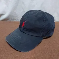 POLO ラルフローレン キャップ ポロ 黒 ブラック ポニー 古着