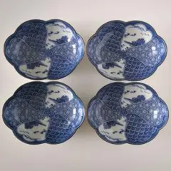 小鉢 4枚セット 山水図 祥瑞風 輪花皿 和食器 古伊万里風