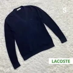 LACOSTE ラコステ　ニット　セーター　Vネック　刺繍ロゴ　紺　着回し