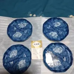 有田焼　 青色花模様 八角形皿 4枚セット
