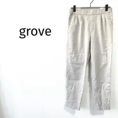 【grove】イージーチノパンツ M ウエストゴム 無地ベージュ シンプル 春夏