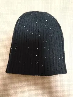 Honeys　スパンコールビーニー　黒　ブラック