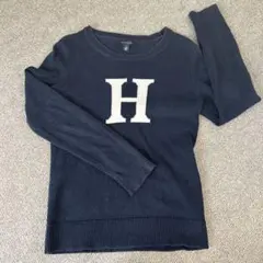 TOMMY HILFIGER ネイビー Hロゴ セーター M