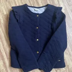 petit main ネイビー キルティングカーディガン