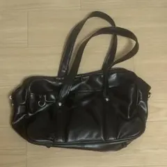 スクールバック　スクバ　黒　革