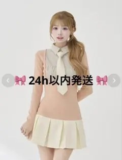 Darich ネクタイシャツドッキングニットミニワンピース FREE シャツドッキングニットミニワンピース – Darich