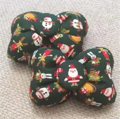 グリーンクリスマス柄リボン ♡コメントで二個450円に♡ミニーちゃん型リボンゴム