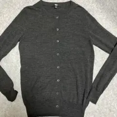 ダークグレー Mサイズ ボタン付きカーディガン