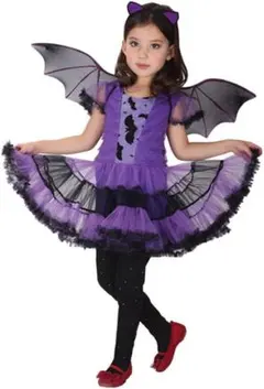 ハロウィン コスプレ衣装 子供 女の子 魔女 蝙蝠 キッズ ワンピース