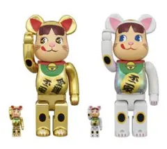 BE@RBRICK 招き猫 ペコちゃん 金メッキ 蓄光ミルキー入り MEDICOM TOY - BE@RBRICK 招き猫 ペコちゃん 銀メッキ 蓄光