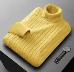 【フォロー割あり】タートルネック ニット セーター マスタード 黄色