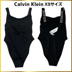 【新品未使用品】Calvin Klein ブラック ロゴ入りワンピース水着XS