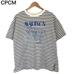 CPCM　花柄　ボーダー　プリントレディース　半袖　コットン　丸首　Tシャツ　Mのサムネイル