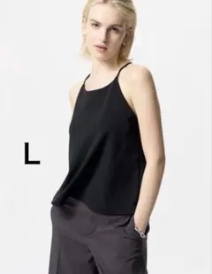 Ｌ　黒　UNIQLO クレープジャージーブラキャミソール