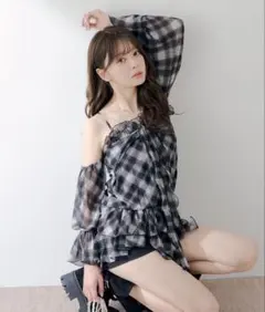 Chico ドロップデザインオフショルチュニック ブラックのサムネイル