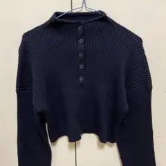 【最終値下げ】 ZARA ネイビー リブ編み セーター S