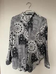 ZARA BASIC 幾何学模様 長袖シャツ M
