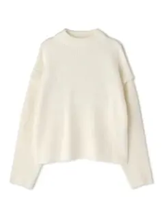 ホワイト　リブ編み　長袖セーター　Mサイズ　ナチュラルビューティーベーシック