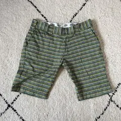 ディッキーズ グリーン×イエロー チェック ハーフパンツ サイズ32