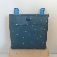 移動ポケット・ラミネート・ふたなし・マチあり・前ポケットタイプ②星綿麻ブルーグレ