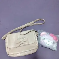 日*0様 メゾピアノ　リボン付きピンクショルダーバッグ、新品パスケース