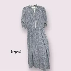 【r•p•s】花柄 七分袖 ロングワンピース