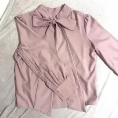 新品リボン付きボウタイピンク長袖ブラウス　シャツ　STAYMOTION