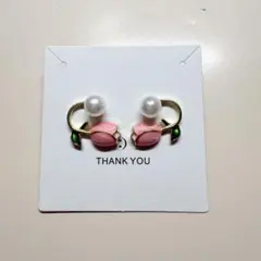 『どれでも2点で450円』M355 2way 銀針 チューリップ パール ピアス