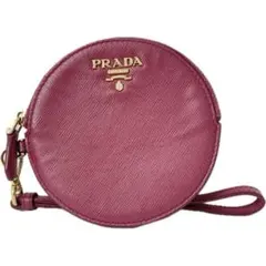 PRADA プラダ 丸型コインケース サフィアーノレザー ストラップ付き