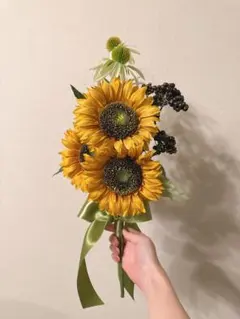 ひまわりのウェディングブーケ