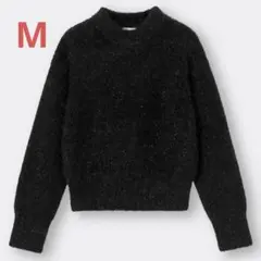 GU シャイニークルーネックセーター(長袖) Mサイズ 黒 ブラック