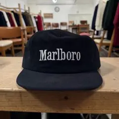 Marlboro CAPマルボロ コーデュロイキャップ ブラック 黒 白刺繍