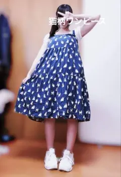 猫柄　ノースリーブワンピース　ポール&ジョーユニクロコラボ？