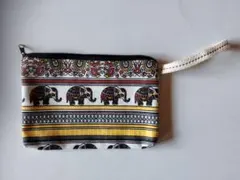 タイ 象とペイズリーの布製ポーチ