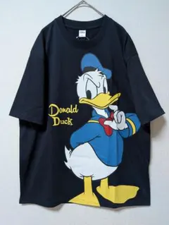 ディズニー ドナルドダック ビッグプリント 半袖 Tシャツ ネイビー LL
