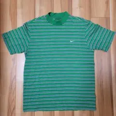ナイキゴルフ NIKE GOLF モックネックシャツ 半袖 ボーダー 緑 XL