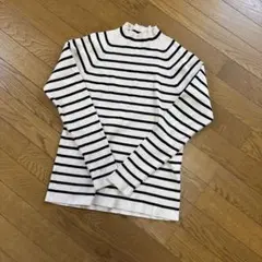 【DISCOAT】（F）ボーダーリブハイネックニットセーター/プルオーバー