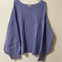 値下げ♡美品♡【Hanayuncharm】パール付きニット ３Lサイズ パープル