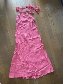 ZARA ピンク フリンジ　ロングワンピース