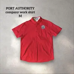 ワークシャツ レッド　古着　USA 90s 企業ロゴ刺繍　ヴィンテージのサムネイル