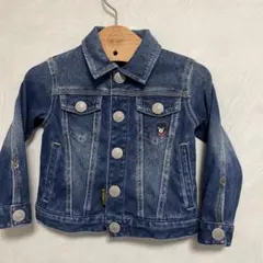 美品ミキハウス・ダブルb★伸縮性のある柔らかな〜ビー君刺繍のGジャン★90