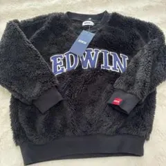 新品EDWIN あたたかボアフリースロゴトレーナー　ブラック