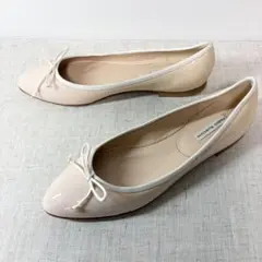 極美品★FABIO RUSCONI フラット バレエ シューズ リボン 23.5