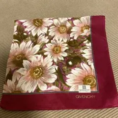 レトロジバンシィGIVENCHYハンカチワインレッド花