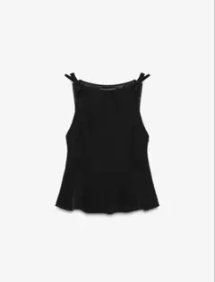 【新品未使用】【完売品】ZARA ザラ ペプラムリボントップス　ブラックXS ZARA ザラ 人気完売品ペプラムリボントップス サイズXL 未着用タグ付