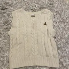 GAPベビー　ホワイト ケーブルニット ベビーベスト