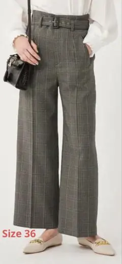 ベルト付パンツ　グレー系ブリティッシュチェック