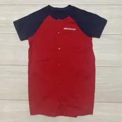 美品　ミキハウス　バックロゴショートオール　赤紺90