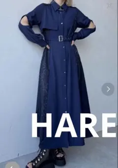 【極美品】　カットアウトジャガードキリカエワンピース