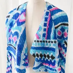 美品＊PLEATS PLEASE イッセイミヤケ 総柄 3 カーディガン 七分袖のサムネイル